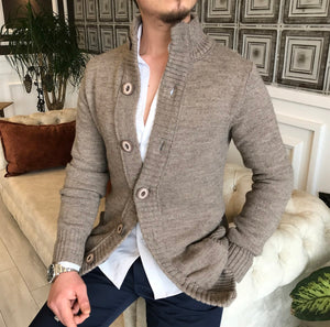 Luca Shawl-Collar Slim Fit Knit Mink Cardigan