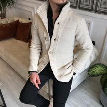 Load image into Gallery viewer, Luca Shawl-Collar Slim Fit Knit Beige Cardigan
