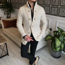 Load image into Gallery viewer, Luca Shawl-Collar Slim Fit Knit Beige Cardigan

