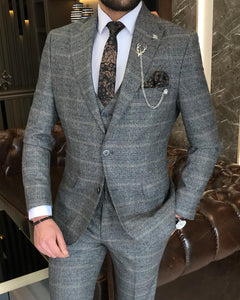 Malcolm Slim-Fit Plaid Gray Suit