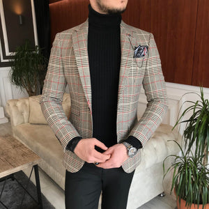 New Look Colorful Single Breasted Slim-Fit Plaid Blazer