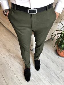 Buggi Green Slim-Fit Pants