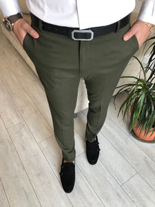 Buggi Green Slim-Fit Pants
