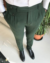 Load image into Gallery viewer, Kent Green Fold Pleated Slant Pocket Pants
