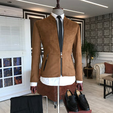 Charger l&#39;image dans la galerie, Jack Slim Fit Genuine Suede Camel Leather Jacket

