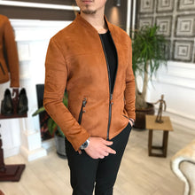 Load image into Gallery viewer, Jack Slim Fit Genuine Suede Tile Leather Jacket
