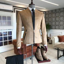 Carica l&#39;immagine nel visualizzatore di Gallery, Jack Slim Fit Genuine Suede Beige Leather Jacket
