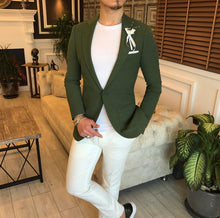 Load image into Gallery viewer, Kelby Green Single Breasted Slim-Fit Blazer
