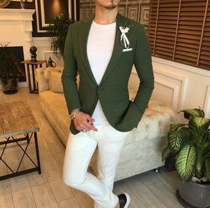 Kelby Green Single Breasted Slim-Fit Blazer
