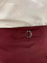 Load image into Gallery viewer, Jones Double Buckled Corset Belt Pleated Burgundy Pants
